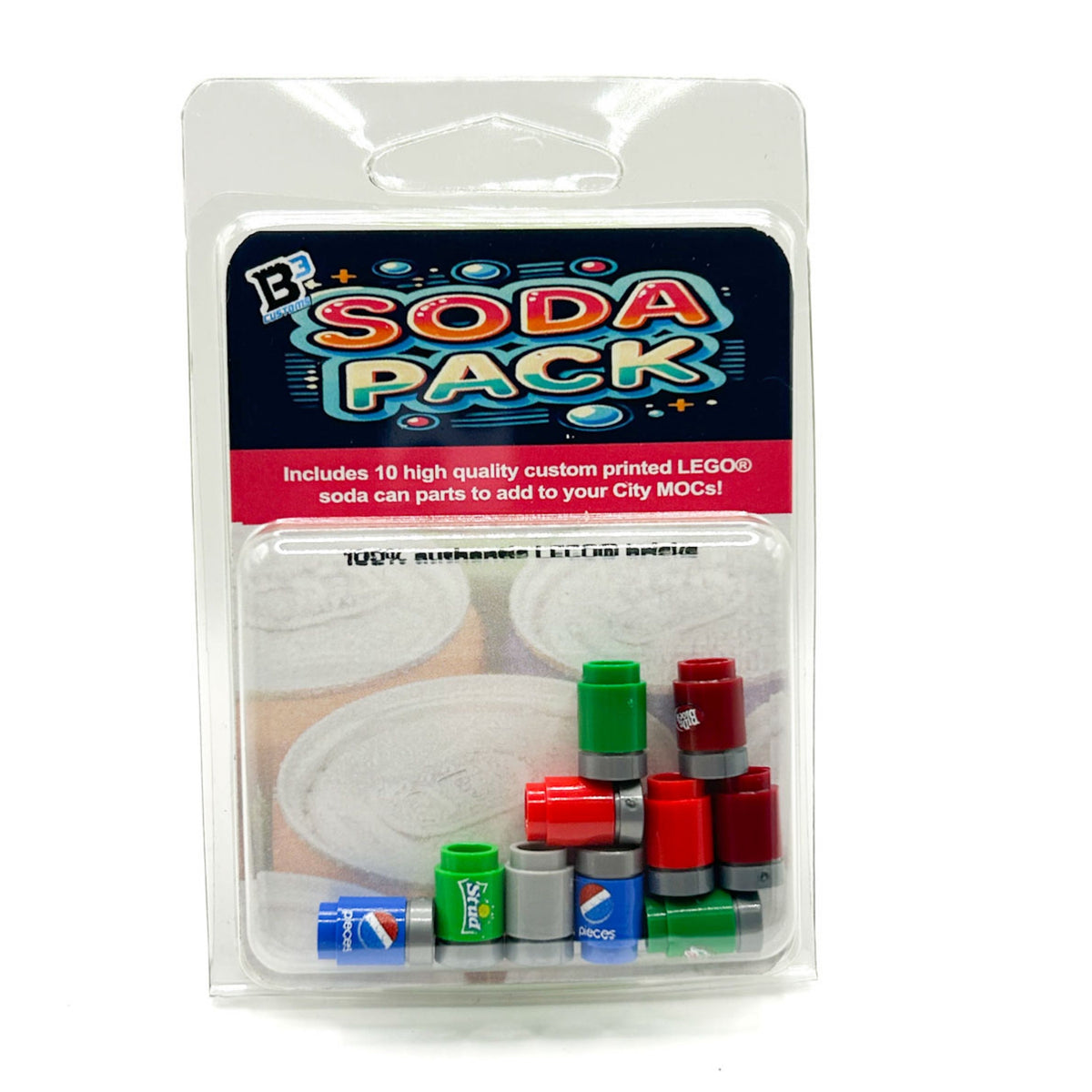 Multipack Custom Beverage Case Lot for Minifigures | Conf02 Soda | Minifigures NOT Included | Coke Fanta Sprite Beer