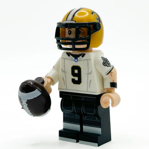 Drew #9 QB New Orleans Football Player Minifig made using LEGO parts