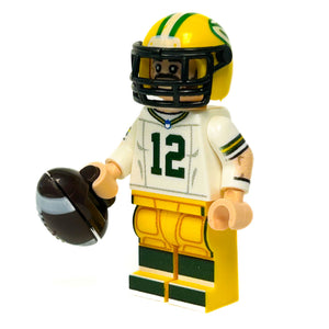 #12 QB Green Bay Football Player Minifig made using LEGO parts
