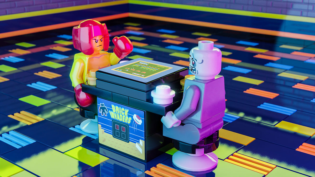 Brick Invaders 2-Player Classic Arcade made using LEGO parts - B3