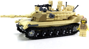 Tan M1 Abrams Tank Military Building Set made using bricks