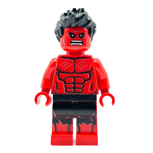 Custom Red Hulk Marvel Minifigure made using LEGO parts - B3 Customs