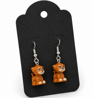Custom LEGO Brown Puppy Earrings