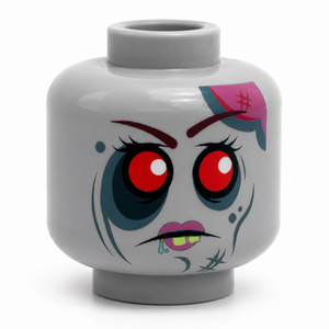 Custom LEGO Female Zombie Head with Brains