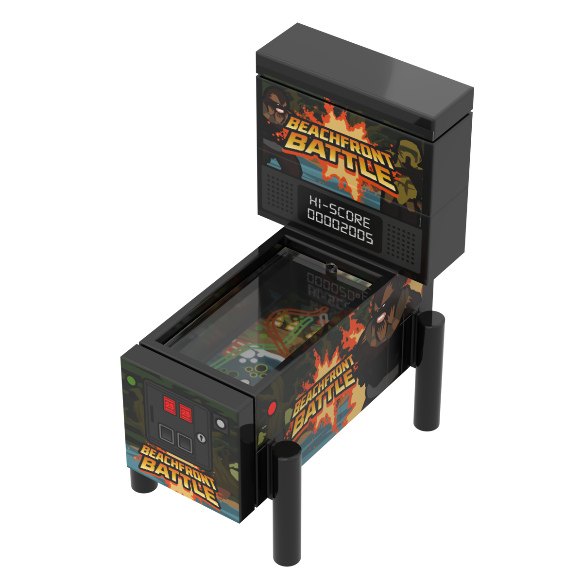 Pinball Arcade Set Beachfront Battle Brick Wars Pinball Arcade Machine Building Set made ...