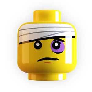 Custom LEGO Minifig Head with Bandage and Black Eye
