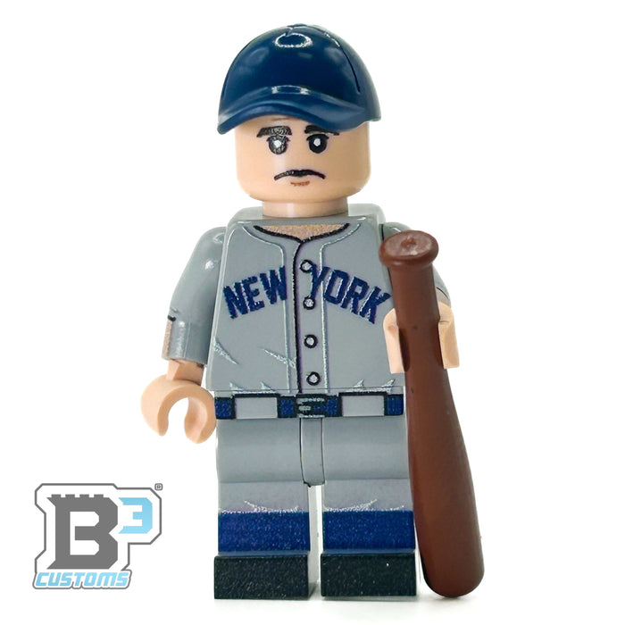 #3 Ruth NY Baseball Player Minifig made using LEGO parts - B3 Customs