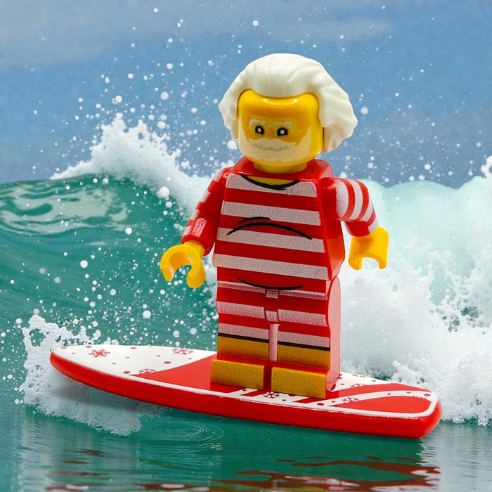 Exclusive! Surfer Santa Clause Minifig + FREE GIFT ONLY