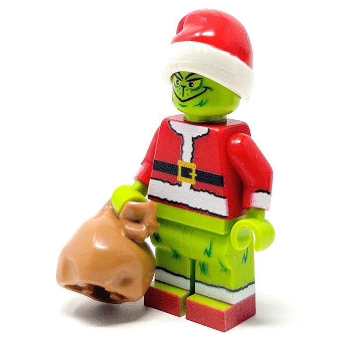 Custom Mean One Christmas Minifig made with LEGO parts - B3 Customs