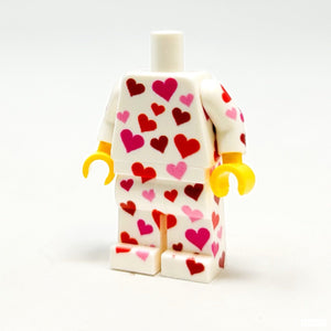 Hearts Valentine's Day PJs Minifig Body made with LEGO parts - B3 Customs