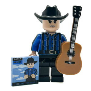 Garth Brooks Musician Minifig (Buildin' the Wind) made using LEGO parts - B3 Customs