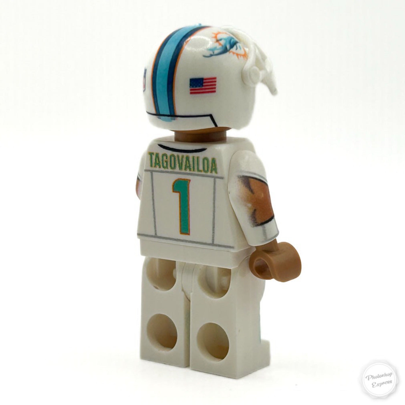 dolphin lego football helmet #1 QB Tua Dolphins Football Player Minifig