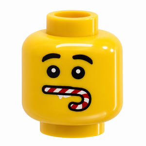Eating Candy Cane Male Christmas Minifig Head
