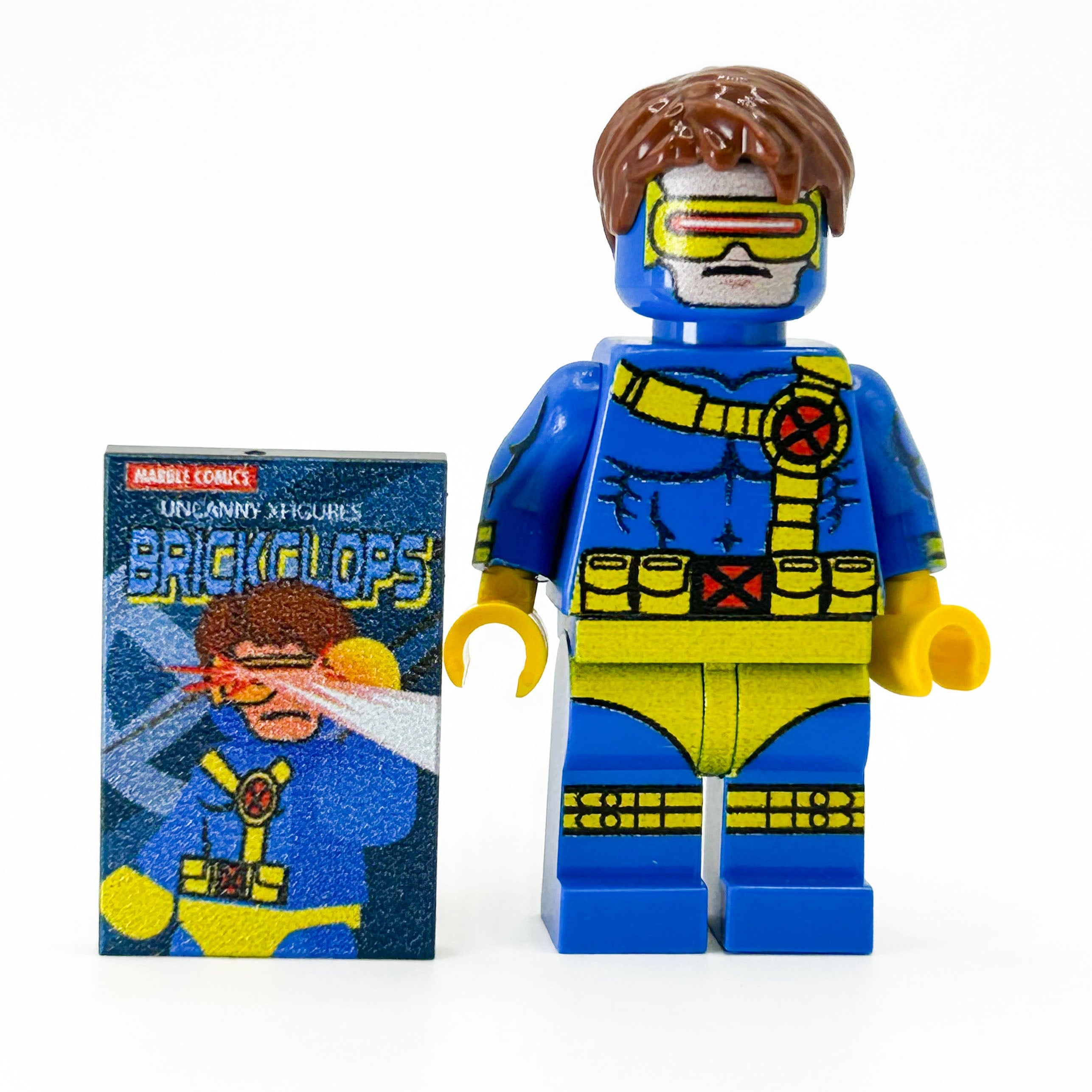Cyclops (V2) Custom Marvel Minifigure w/ Comic Book Tile – B3 Customs