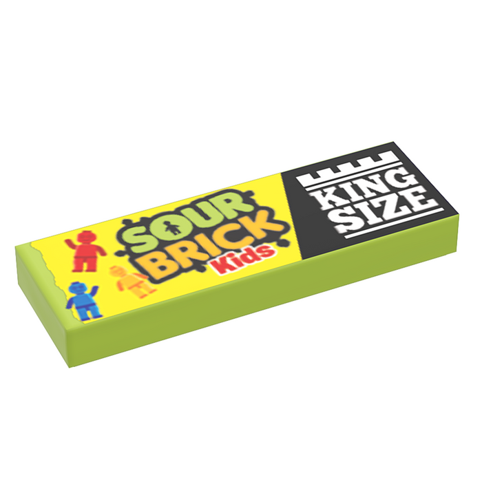 Sour Brick Kids Candy (King Size) - B3 Customs Printed 1x3 Tile made using LEGO parts