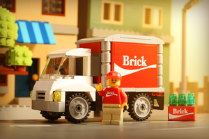 Custom Brick Soda Delivery Truck with Minifigure made using LEGO parts