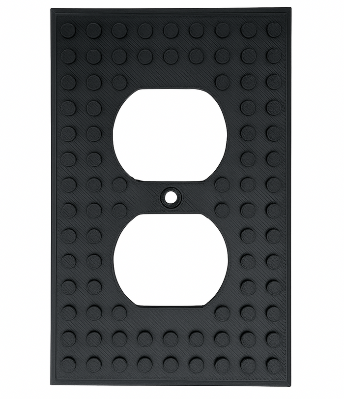 Black Build-On Duplex Outlet Cover Wall Plate for Kids’ Rooms