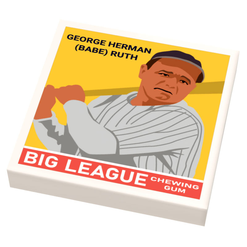 Babe Ruth Baseball Card (2x2 Tile) for Minifigs – B3 Customs