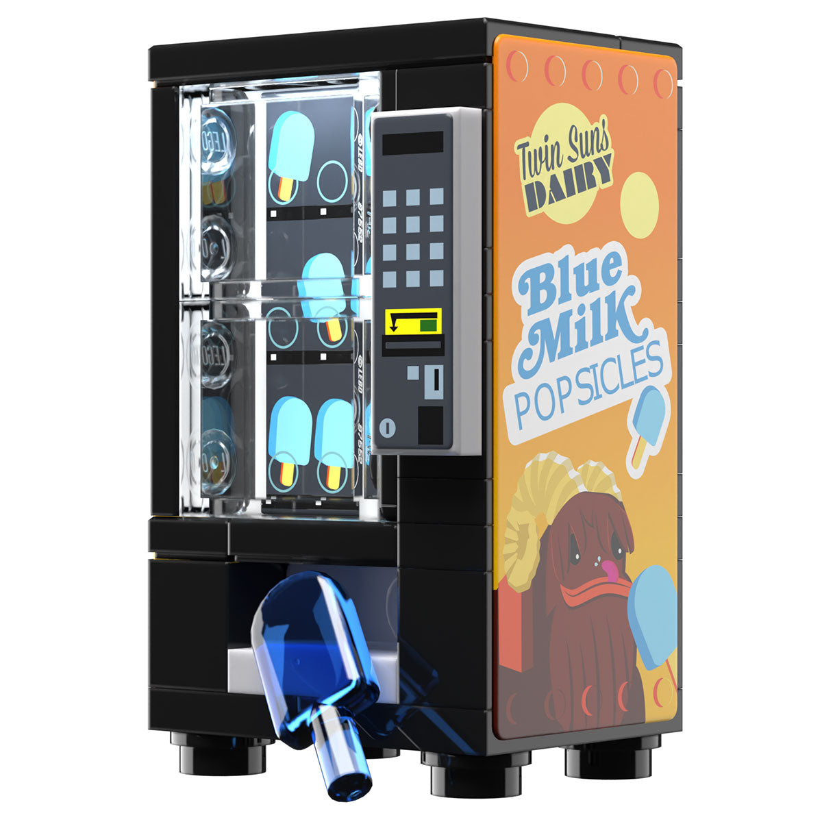 Blue Milk Popsicles Vending Machine Building Set made using LEGO parts B3 Customs