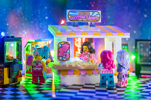 Sweet Air Cotton Candy Stand with Employee Minifig made using LEGO parts