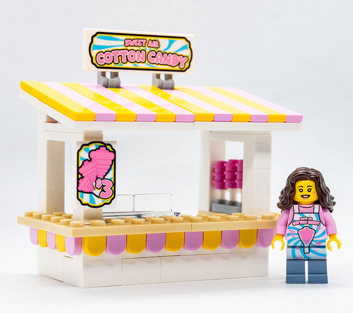 Sweet Air Cotton Candy Stand with Employee Minifig made using LEGO parts