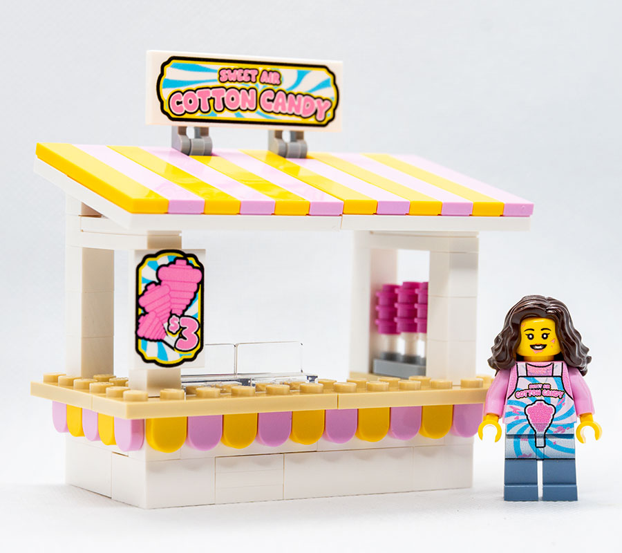 Sweet Air Cotton Candy Stand with Employee Minifig made using LEGO