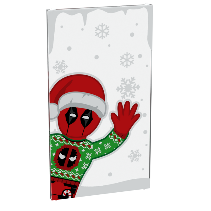 Christmas Deadpool Peek-A-Boo 4x6 Glass Window