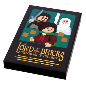 LOTR Lord of the Brick, Fellowship Movie Cover (2x3 Tile) made using LEGO parts - B3 Customs