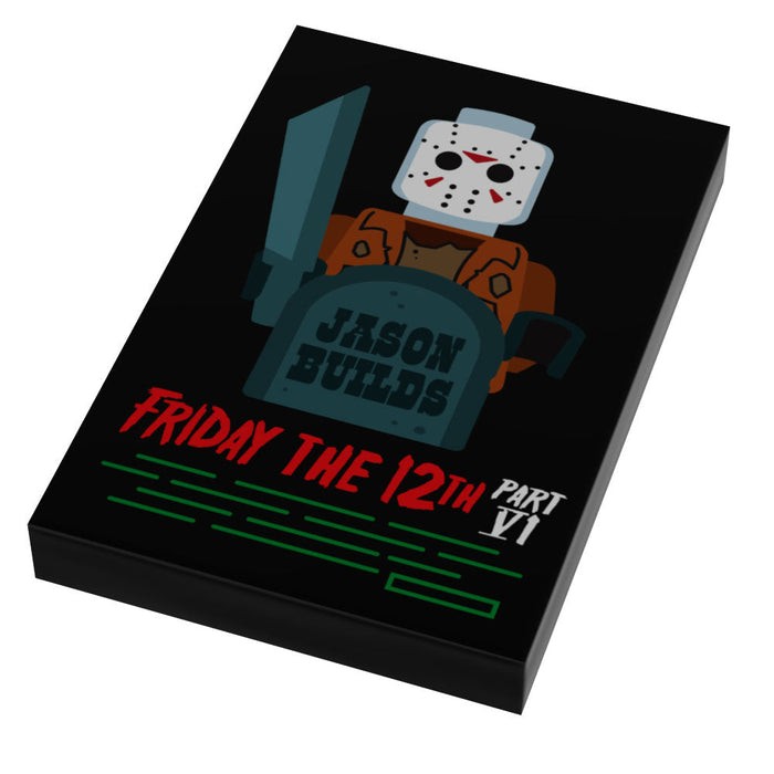 Friday the 12th Part VI: Jason Builds Movie Tile Cover (2x3 Tile) - B3 Customs using LEGO parts