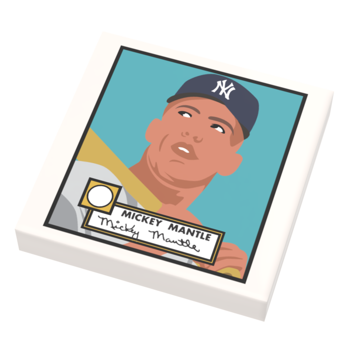 Mickey Mantle Baseball Card (2x2 Tile) made using LEGO part
