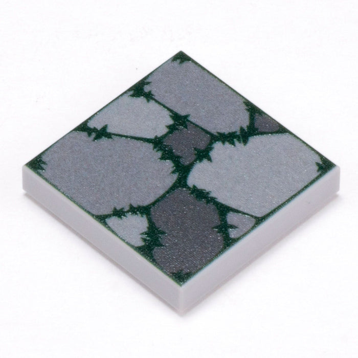 Cobblestone Flooring (Plant Overgrowth) - Custom Printed 2x2 Tile made using LEGO part