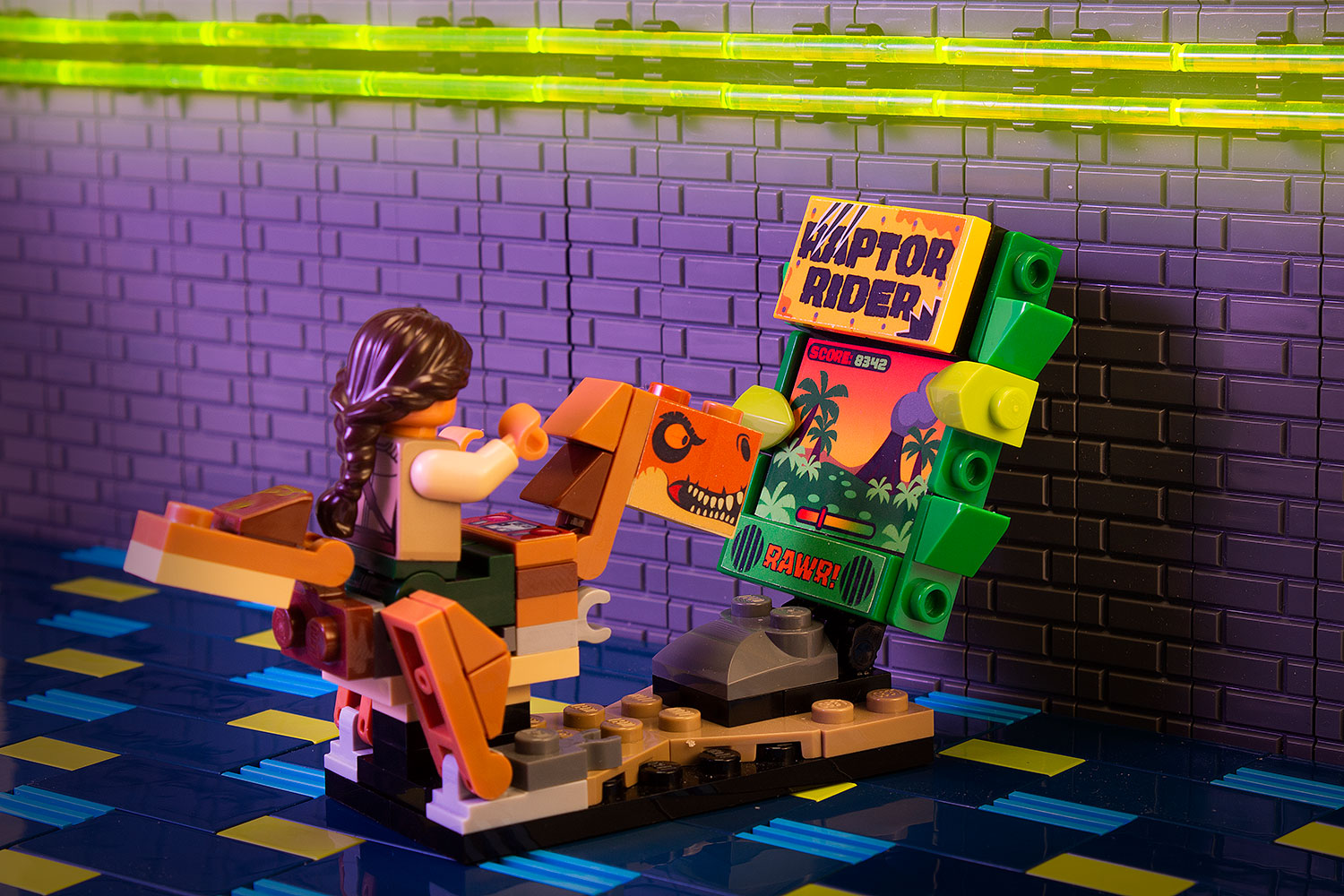 Lego Raptor Game Raptor Rider - B3 Customs Arcade Game made using LEGO parts