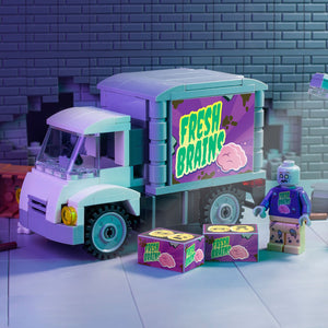 Fresh Brains Zombie Delivery Truck w/ Custom Minifig made using LEGO parts - B3 Customs