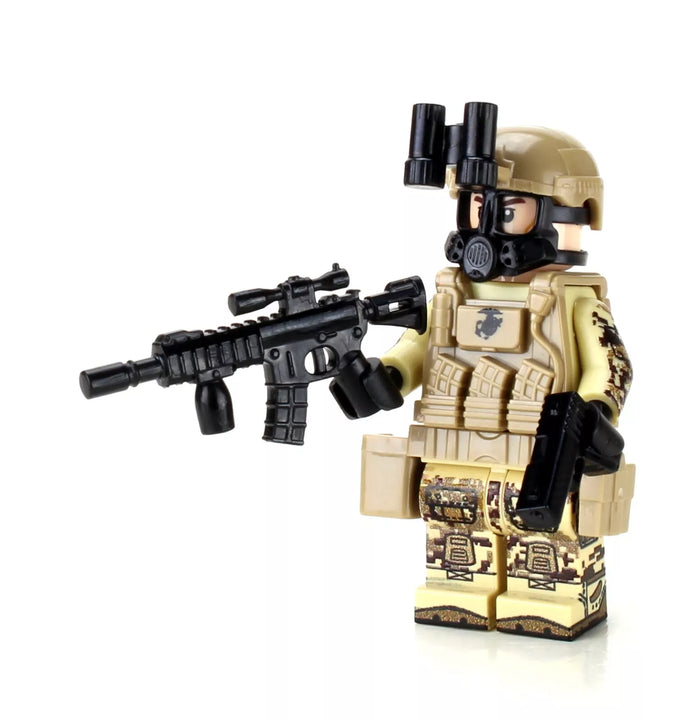 Marine Corps Desert MARPAT Chemical Warfare Soldier - Custom LEGO Military Minifig