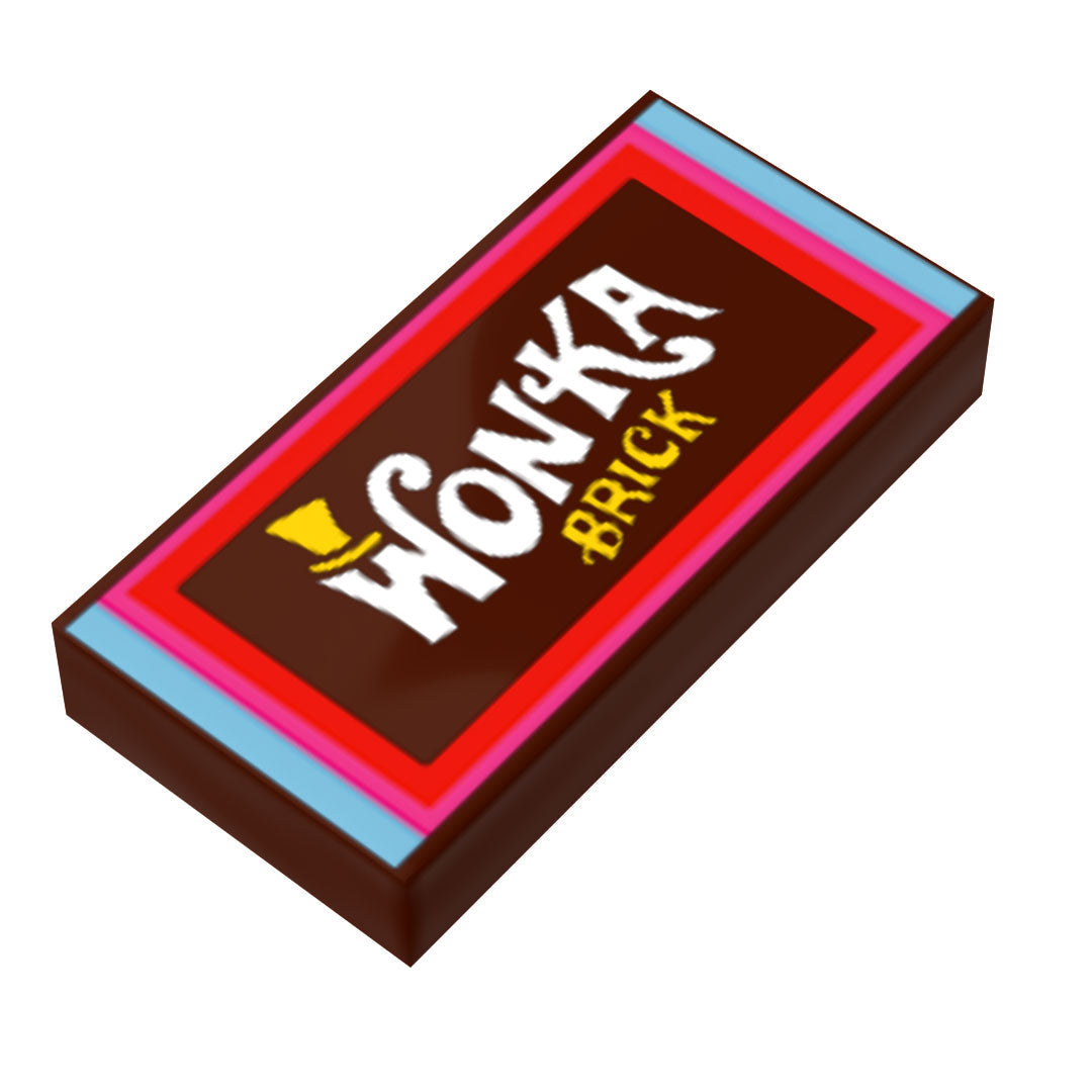 Wonka Brick Custom Printed 1x2 Tile made using LEGO part – B3