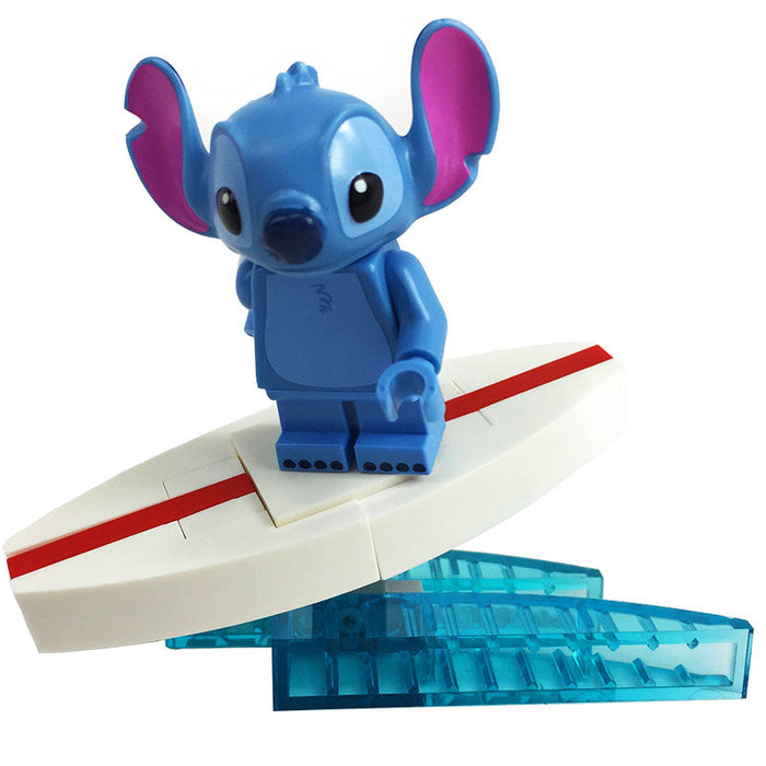 Surf's Up! Stitch LEGO Minifigue with custom Surfboard